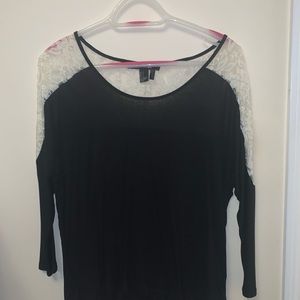 Black Forever 21 Shirt with Lace Detail
